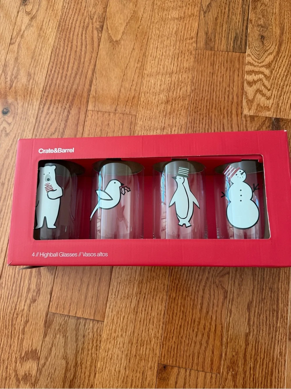 NWT Crate and Barrel Holiday of 4 // Highball Glasses.